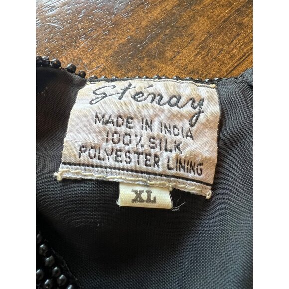 Vintage 80's Stenay Short Sleeve Sequin Floral 100% Silk Formal Blouse Size XL - Picture 6 of 9